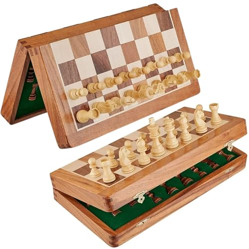 Faltbares magnetisches Schach-Set, 12,5 cm, Massivholz, handgefertigtes Brett und Schachfiguren von COOPER CHESS