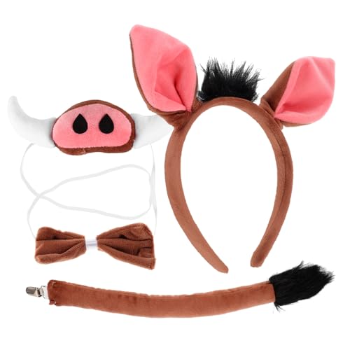 COOPHYA Stirnband 1 Satz Warzenschwein-Stirnband Tier-Cosplay-Ohren-Set Tierohrenkostüm Kinderkleider verkleidung kinder Kostüme Haargummi Tier-Cosplay-Requisite Schweinekostüm Kleidung von COOPHYA