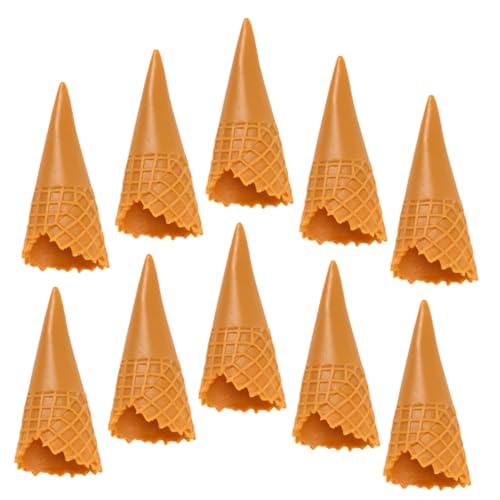 15st Simulationskegel Eistüten-essensspielzeug Mini-eiswaffel So Tun, Als Würde Man Eistüte Spielen Eiswaffel-anhänger Spielzeuge Mit Eismünzen 3D-EIS-cabochons Light Brown PVC CORHAD von CORHAD