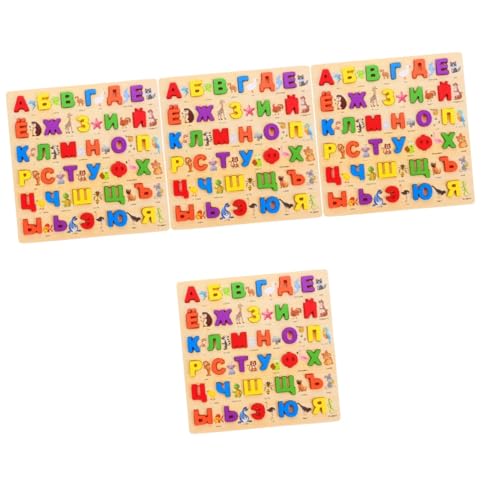 4 Sätze Russisches Rätsel Puzzle für Kinder Puzzle für Kleinkinder Alphabet-Puzzle-Brett Russisches Buchstabenrätsel Logik-Puzzle-Spielzeug aus Holz Russisches Alphabet Lernrätsel CORHAD von CORHAD