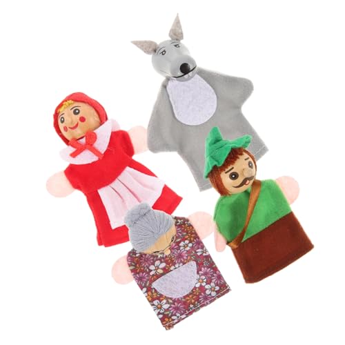 4 Stück Fingerpuppe Kleinkinder Puppenspielzeug Zum Geschichtenerzählen Marionette Kinderhandwerk Rotkäppchen-Spielzeug Bidof Plüsch Spielzeuge Tierische Handpuppe Stoff CORHAD von CORHAD