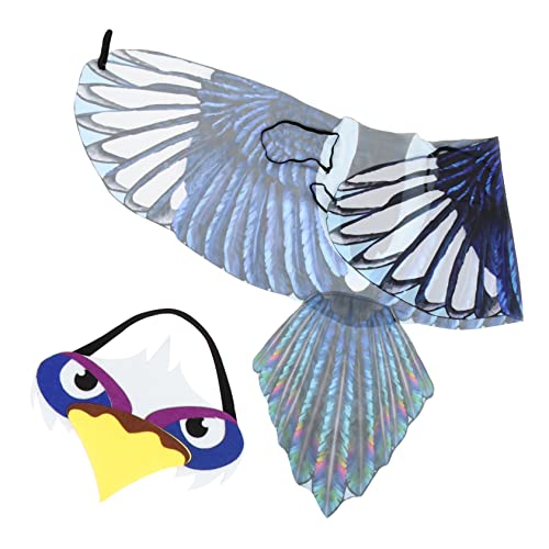 CORHAD 1 Satz Adlerflügel Flügel Für Kinder Vogel-Cosplay-kostüm Flügel Für Jungen Vogel Maske Vogelflügel Kostüm Tierkostüme Für Kinder Adlerkostüm Für Erwachsene Halloween Blue Chiffon von CORHAD