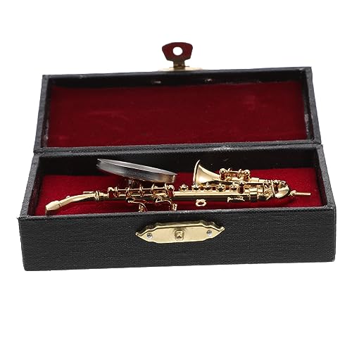 CORHAD 1 Satz Alt-Saxophon Mini-Saxophon-Spielzeug Miniatur-saxophonfigur Miniaturspielzeug Sammlung Von Mini-musikinstrumenten Filigranes Saxophon-Modell Saxophon-Ornament Metall Golden von CORHAD