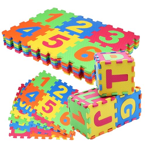 CORHAD 1 Satz Bodenpuzzle Mit Alphabet Und Zahlen Spielmatte Mit Buchstabenfliesen Spielmatte Aus Schaumstoff Bodenpuzzle Mit Zahlen Schaumstofffliesen Schaumfliesen Für Fußböden Eva von CORHAD