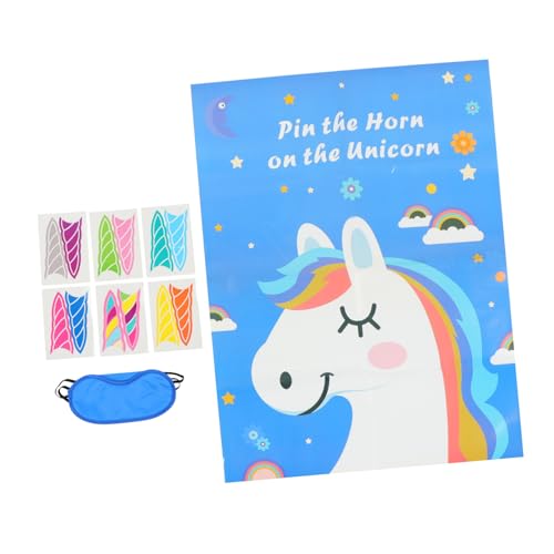 CORHAD 1 Satz Einhorn-Paste-Tour Partyspiel für Kinder Pin das Horn-Partyspiel Klassenpreis Kinder bastelset basteln für Kinder Einhorn-Partyspiel Kind Einhorn Partyspiel Papier Blue von CORHAD