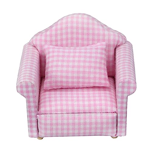 CORHAD 1 Satz Einzelsofa Mini-Sofa-Ornament Möbel Kleines Hauszubehör Mini-hausdekoration Heimdekoration Miniaturen Miniatur-Sofa-dekor Mini-hausversorgung Mikrospielzeug Couch Stoff Rosa von CORHAD