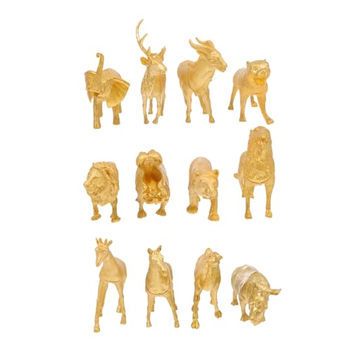 CORHAD 1 Satz Goldene Waldtiere Lernspielzeug Für Kinder Tierfiguren Mini-Spielzeug Mini-dekor Figuren Spielset Puppenstubentiere Wildcraft Puzzle-Spielzeug Miniatur-tierfigur PVC von CORHAD