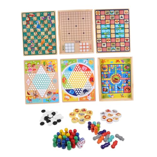 CORHAD 1 Satz Multifunktionales Schachspielzeug Eltern-Kind-schachspiel Spielbrett Ludo-Spiel Tischhockeyspiel Gänsespiel Turnierschach Domino-Spielzeug Leiterspiel Hölzern von CORHAD