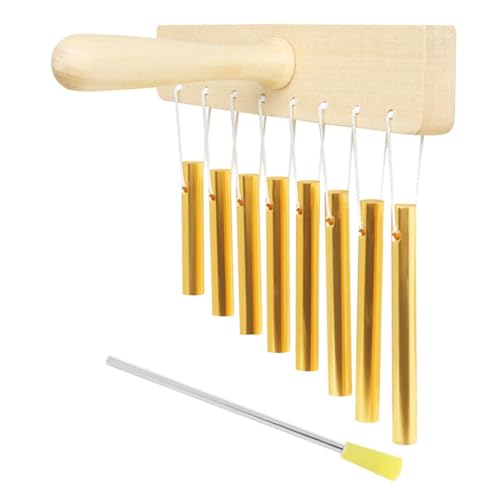 CORHAD 1 Satz Musikunterricht 8 Ton Windspiel Aluminiumrohr Percussion Windspiel Percussion Glockenspiel Schlaginstrument Monophonisches Percussionrohr Massivholz Golden von CORHAD