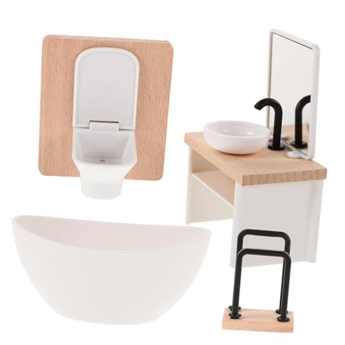 CORHAD 1 Satz Puppenzimmer Badezimmerdekorationen Badewanne Wassertrog Schminktische Mini Miniatur Badezimmer Waschtisch Mini Puppenhaus Zubehör Puppenbadewanne Aus von CORHAD