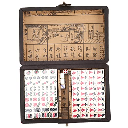 CORHAD 1 Satz Reise-Mahjong Mahjong-Spielzeug Mahjong Karten 2022 Fluggesellschaft Mahjong Chinesisches Mini-Mahjong-Spiel Hanafuda-Karten Interessantes Mahjong-kit Mini-Schachbrett Holz von CORHAD