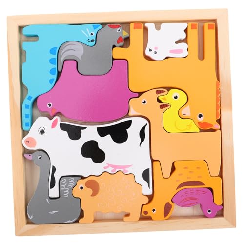 CORHAD 1 Set Holzpuzzle Für Kleinkinder, Cartoon-tierform-Puzzle, Frühes Unterrichtsspielzeug Für Den Kindergarten, Holztier-Matching-Spiel von CORHAD