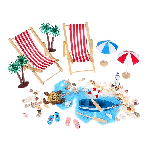 CORHAD 1 Set Miniatur Strand Mikro Landschaft Deko Mit Muscheln Bäumen Sand Und Liegestühlen Perfekte Sommerdeko Für Kreative Strandaccessoires Und Miniaturprojekte von CORHAD