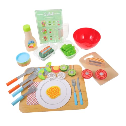 CORHAD 1 Set Rollenspiel Essensspielzeug Holz Salatspielzeug Zum Schneiden Und Werfen Inkl Obst Und Gemü Zubehör Für Die Kinderküche Ideal Für Kreative Spielstunden Drinnen Und von CORHAD