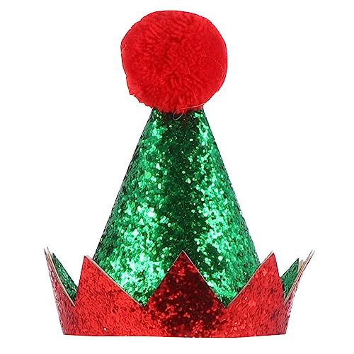 CORHAD 1 Stück Kleinkind Kegelmütze Glitzernde Stoffmütze Für Kinder Grüne Jungenmütze Weihnachtsmann Mütze Für Kinder von CORHAD