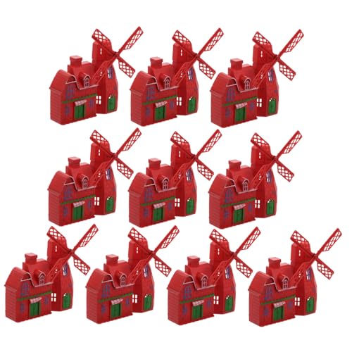 CORHAD 10pcs Vintage Hausdekor Mini-windmühle Dekorative Windmühle Rot Plastik von CORHAD