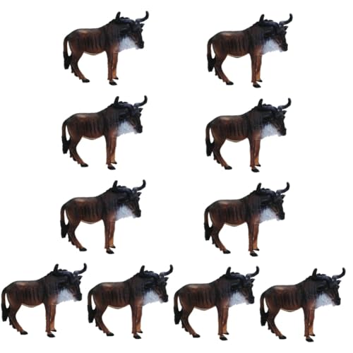 CORHAD 10st Afrikanisches GNU-Modell Kinderspielzeug Tiere Tierwelt Wildtierfiguren Wilde Tierfiguren Gnus Spielset Haushaltsdekorationen GNU-dekor Für Zuhause GNU-Modelle GNU-Figur PVC von CORHAD