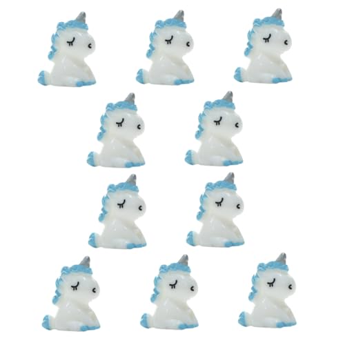 CORHAD 10st Mini-Einhorn Spielzeuge Kleine Figuren Märchengarten Tiere Miniatur-tierfiguren Desktop-Spielzeug Einhorn Figur Minifiguren Mini-spielzeugfiguren Miniaturtier Sky-Blue Harz von CORHAD