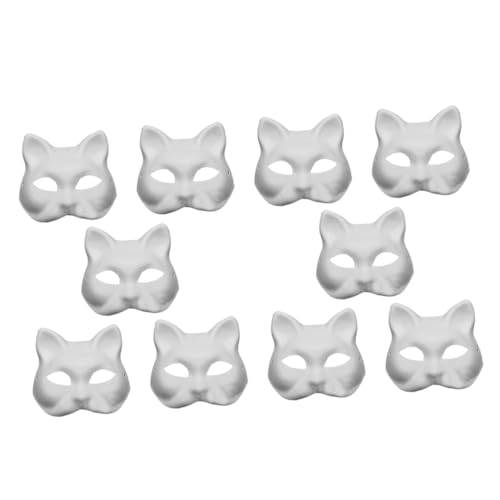 CORHAD 10st Zellstoff-blank-maske Bastelset Maske Für Diy Maskerade Liefert Maskerade-maske Cosplay-zubehör Unbemalte Maske Selber Machen Katze Gesichtsmaske Maskerade Katzenmaske Weiß von CORHAD