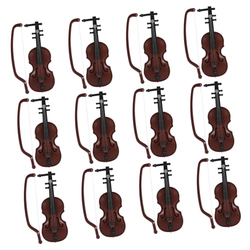 CORHAD 12 Sätze Mini-Geige musikinstrumente Musical Instruments bastelzeug Miniatur-Puppenhaus-Instrument Mini-Handgeigenspielzeug Mini-Violine-Dekor Weihnachtsrequisiten Plastik Coffee von CORHAD