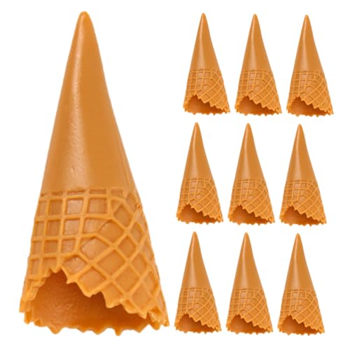 CORHAD 12st Knuspriger Eiscreme Eiswaffeln Mini Kinderspielzeug Kleines Eistütenmodell Gefälschte Süßigkeiten Essensrequisiten Künstlich Zapfen Gefälschte Eiswaffel Deko Brown PVC von CORHAD