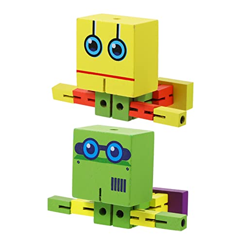 CORHAD 1Stk Roboter Spielzeug Toys Kleinkind Spielzeug Roboterform Lernspielzeug Pädagogisches Spielzeug holzbauklötze DIY-Puzzlespielzeug Holzblöcke Eltern-Kind-Spielzeug hölzern von CORHAD