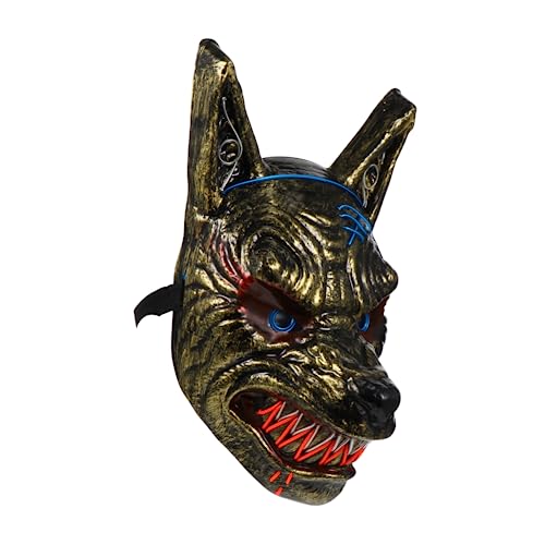 CORHAD 1Stk leuchtende Maske gruselige Halloween-Maske Maskerade leuchtende Horrormaske halloween leuchtend halloween masken halloweenmaske leuchtende Wolfsmaske Cosplay-Maske PVC Golden von CORHAD