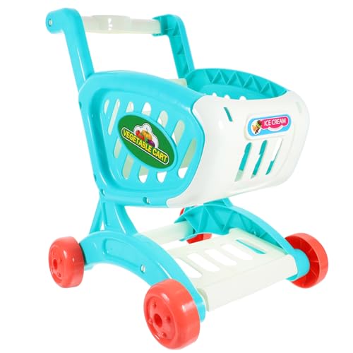 CORHAD 1stk Einkaufs Wagen Für Kinder Mini-Shopping Einkaufsspielset Für Kinder Küchenkarre Vorgeben Lebensmittelspielzeug Supermarkt-handwagen Warenkorb Für Kinderwagen Plastik Blue von CORHAD