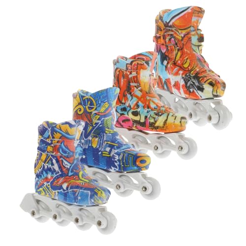 CORHAD 2 Paar Skate-Modell Lernen Miniatur-Rollschuhe Kleines Skate-Modell Skateboards Für Kinder Tragbares Fingerspielzeug Fingerspitzen-bewegungsspielzeug Brettspielspielzeug Plastik von CORHAD