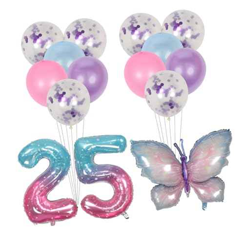 CORHAD Luftballons 2er Set Bunte Folienballons Violett Für Geburtstagsfeiern Dekorationsset Für Kindergeburtstag Party Und Feierlichkeiten 25 Geburtstag Ballons Deko Geburtstagsballons von CORHAD