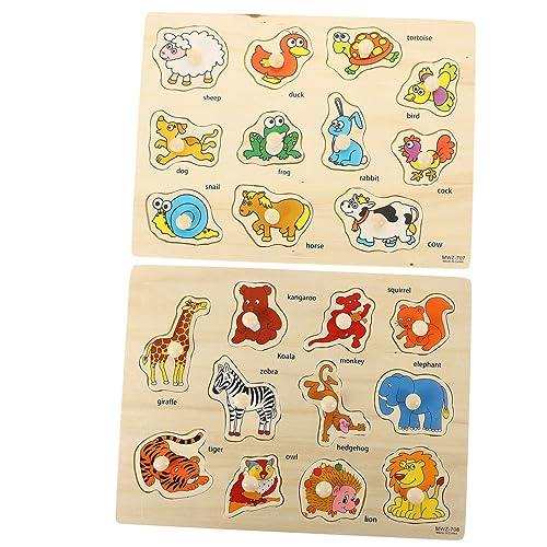 CORHAD 2 Sätze Brettpuzzle Greifen Montessori-Spielzeug Pädagogisches Lernspielzeug Puzzle-Spielzeug Tiere, Klobige Babypuzzles Spielzeug Zum Sortieren Von Formen Meerestier-Puzzle Holz von CORHAD