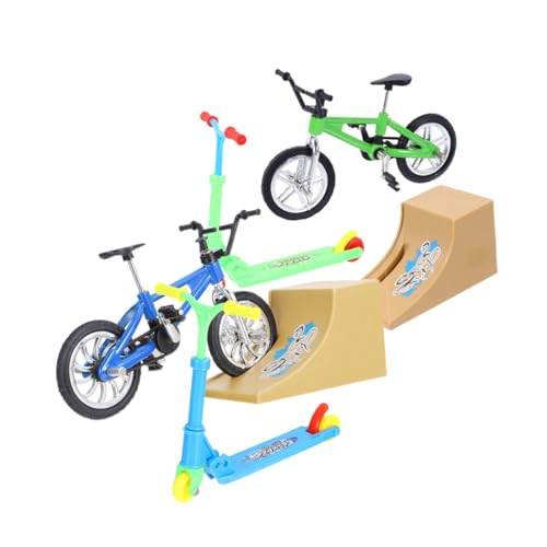 CORHAD 2 Sätze Fingerrad Tischspiel Puppenhaus Fahrrad Spielzeug kinderspielzeug Spielzeug für Kinder Mit den Fingern Faltbarer Roller-Bausatz Sportspielzeug mit Fingerspitzen Plastik von CORHAD