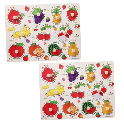 CORHAD 2 Sätze Greifbrett für Obst Kinderspielzeug Kinder Puzzle Kinder holzpuzzle Puzzle-Brett Obst-Puzzle-Spielzeug Rätsel Spielzeuge Puzzle-Spielzeug für Kinder Kind Puzzle hölzern von CORHAD