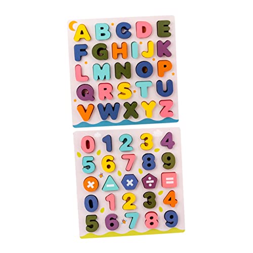 CORHAD 2 Sätze Puzzle Alphabet-Spielzeug Sportspielzeug Für Kleinkinder Spielzeug Zur Buchstabenerkennung Lernspielzeug Für Kinder Nummernalphabetblöcke Zahlenzuordnungsspielzeug Hölzern von CORHAD