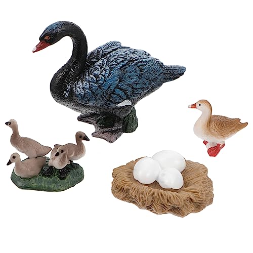 CORHAD 2 Sätze Schwarzes Schwanenmodell Lebensechtes Tierzyklus Spielset Schwan Lebensechte Figur Kleine Schwanenstatue Gefälschter Schwan Miniatur Mikrolandschaftsfiguren von CORHAD