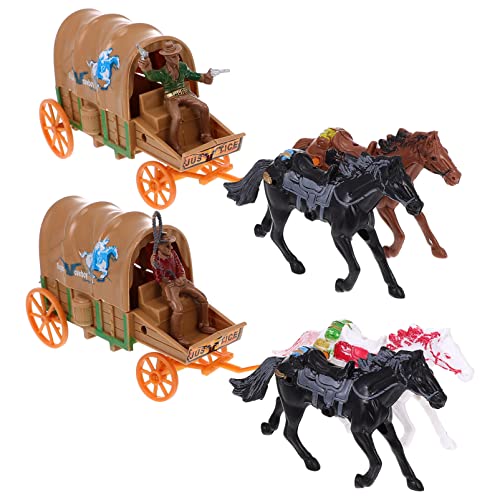 CORHAD 2 Sets Dekorative Pferdewagen Spielzeuge Miniatur Kutschen Figuren Für Puppenhäuser Cowboy Thema Westliche Deko Zufällige Designs Welt Kleinste Spielzeuge von CORHAD