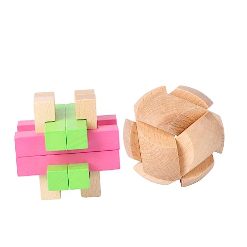 CORHAD 2 Stück Holzspielzeug Für Kinder Gehirnpuzzles Spielzeuge Intellektuelles Puzzle Spielzeugblöcke Stapelspiele Denksportaufgaben Spielzeug Für Kinder von CORHAD