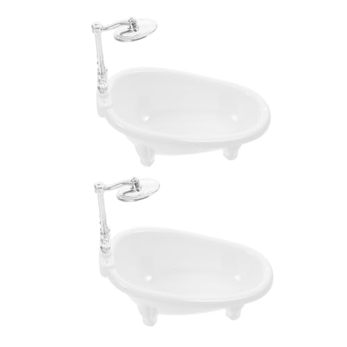 CORHAD 2 Stück Puppen Badewanne Babypuppe Echtes Funktionierendes Badeset Puppenhaus Badewanne Mit Dusche Und Wasserhahn Rollenspielspielzeug Für Puppenhaus Badezimmerzubehör von CORHAD