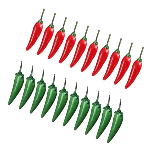 CORHAD 20 Stück Mini Chili Modell Scharfe Paprika Chiltepin Pfeffer Mini Paprika Herbstdekoration Für Küche Gemüse Chili Pfeffer Dekoration Puppenhaus Gemüseküche Pfeffer von CORHAD