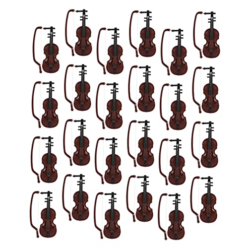 CORHAD 24 Sätze Mini-Geige Violine Miniatur-Cello-Spielzeug Musikspielzeug Für Babys Puppengeige Geigen Puppenstubengeige 1 12 Kleine Geige Musikinstrument Geige Brown Plastik von CORHAD