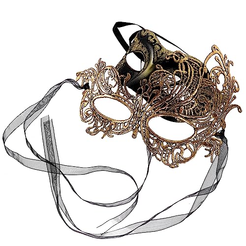 CORHAD 2St Partyzubehör halloween masken halloweenmaske lace mask halloween masks spitzenmaske Ball Abschlussball Ballmasken am Abend Cosplay-Halbmasken Tanzparty-Requisite Plastik Golden von CORHAD