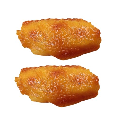 CORHAD 2st Chicken Wing-Modell Lebensmittelspielzeug Chicken Wings Spielzeug Gefälschte Hühnerfleischnahrung Grillornament Gefälschte Brathähnchen-spielzeuge BBQ-dekor Hühnerfutter PVC von CORHAD