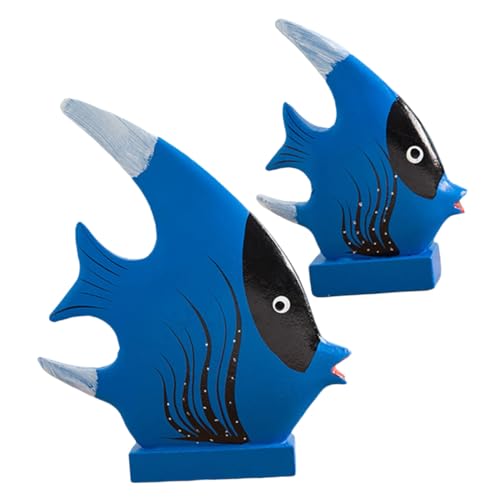 CORHAD 2st Fischverzierung Kinder Dekor Nautischer Tafelaufsatz Tropische Strandfigur Strandspielzeug Aquariumdekoration Seefischdekor Desktop-fischdekor -dekor Meeresdekor Holz Blue von CORHAD