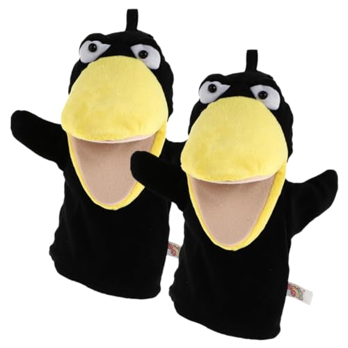 CORHAD 2st Krähe Handpuppe Ausgestopfte Handpuppe Babyhandschuhe Kinderhandschuhe Kleine Tierhandpuppen Cartoon-puppenspielzeug Cartoon-handpuppen Krähe Stofftier Kinderpuppe Black Plüsch von CORHAD