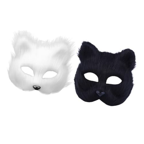 CORHAD 2st Maske Unheimlich Tierkostüm Für Erwachsene Wolf Männer Maskieren Gesicht Maskarade Fuchs Halloween Katzenfrau Tierkostüme Rohlinge Basteln Flanell von CORHAD