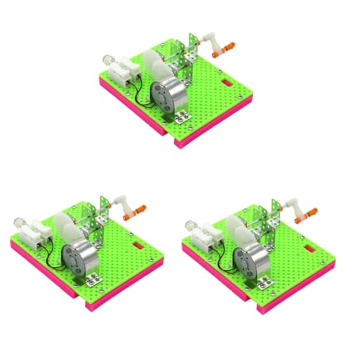 CORHAD 3 Sätze Handgenerator Bildungsmodell-Spielzeugbausatz Tragbare elektrische Generatoren für Kinder kindergeschenke handkurbelnder Dynamo Generator-Spielzeugmodell Plastik von CORHAD