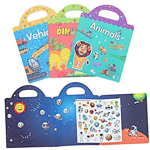 CORHAD 4 Sätze Stickerbuch Für Kinder Süße Bücher Mit Selbstklebenden Aufklebern Kinder Lernen Aufkleber Stickerbücher Für Kinder Kinderbücher Lehrbuch Wasserdichter Verbund-PVC-Aufkleber von CORHAD