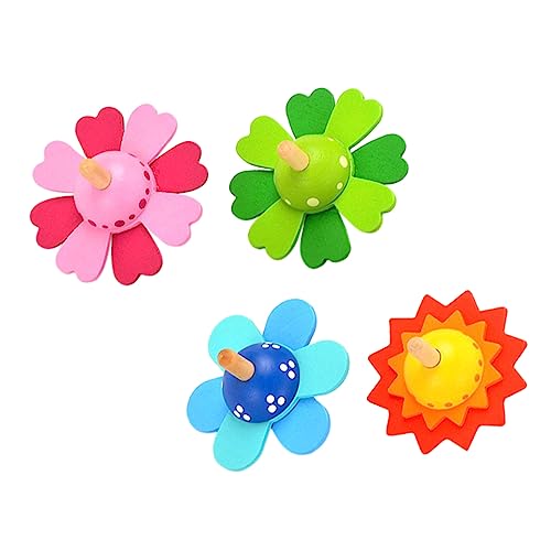 CORHAD 4 Stück Blumen Drehender Kreisel Gyros-gastgeschenke Gyro-aktivitätsspielzeug Top-Spielzeug Babyspielzeug Spielzeug Für Kinder Kreiselspielzeug in Blumenform Lernspielzeug Holz von CORHAD