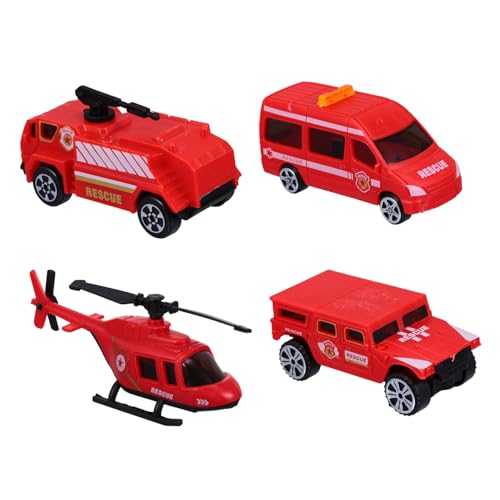 CORHAD 4 Teiliges Feuerwehrspielzeug Set DIY Modell Zubehör Für Rotes Fahrzeug Für Drinnen Und Draußen Ideales Für Jungen Und ädchen Ab 3 Jahren von CORHAD