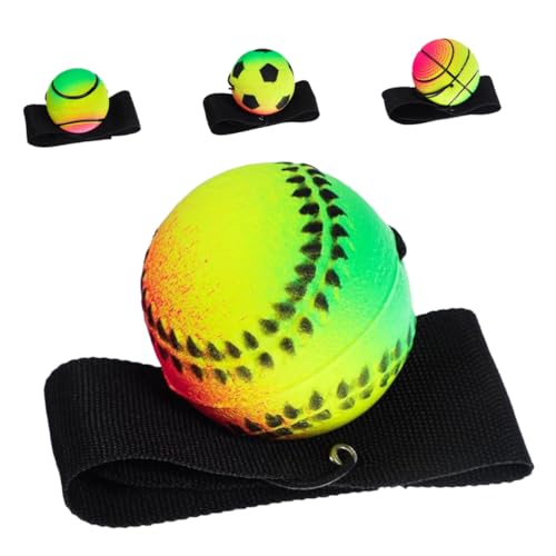 CORHAD 4 Stück Hüpfender Ball Handgelenkrücklaufkugel 2,48 Rücklaufkugel Am Handgelenk Fußball-Armband Sportrückkehrball Rücklaufbälle Mit Handschlaufe Handgelenk-Ball-Armband Gummi von CORHAD